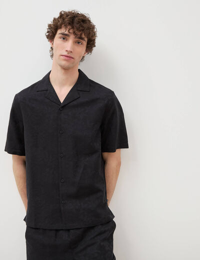 Chemise boyfriend manches courtes noir homme