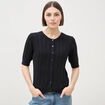 Gilet manches coude col rond noir femme