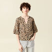 Blouse manches courtes marron clair femme