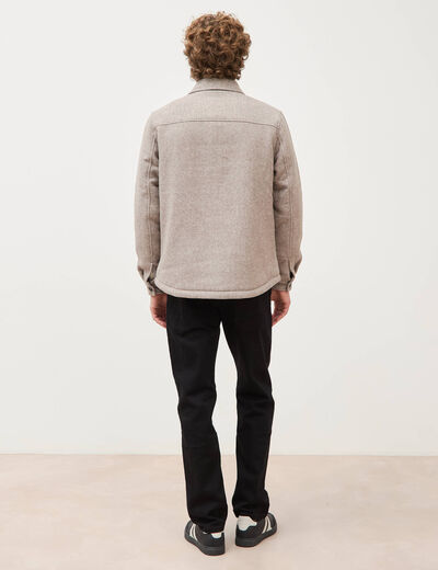 Surchemise boutonn&eacute;e beige homme