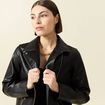 Blouson biker simili cuir noir femme