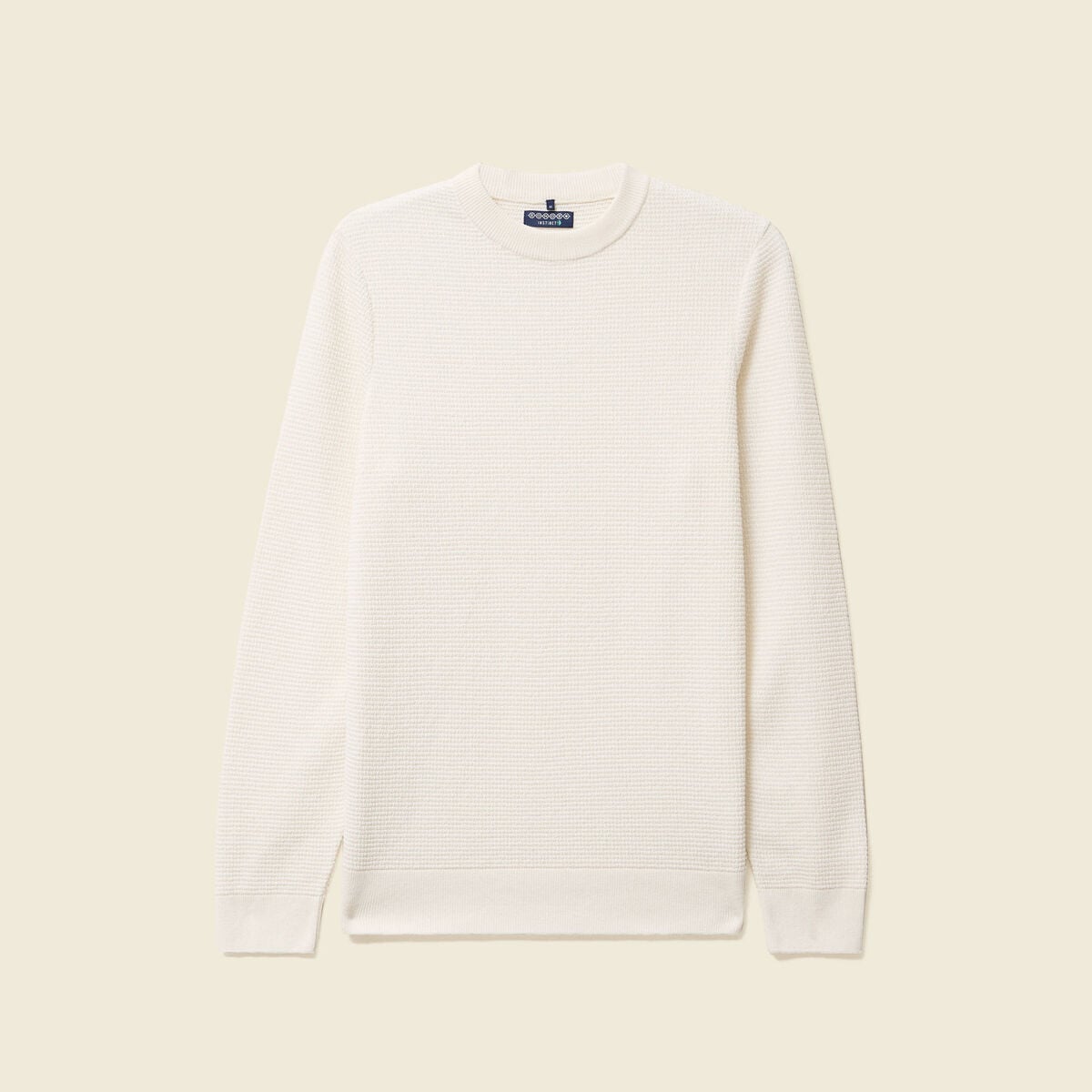 Pull col rond ecru homme