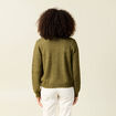 Gilet manches longues col rond vert kaki femme
