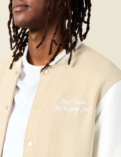 Veste sweat oversize manches longues beige homme