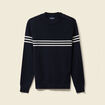 Pull fin col rond manches longues bleu marine homme