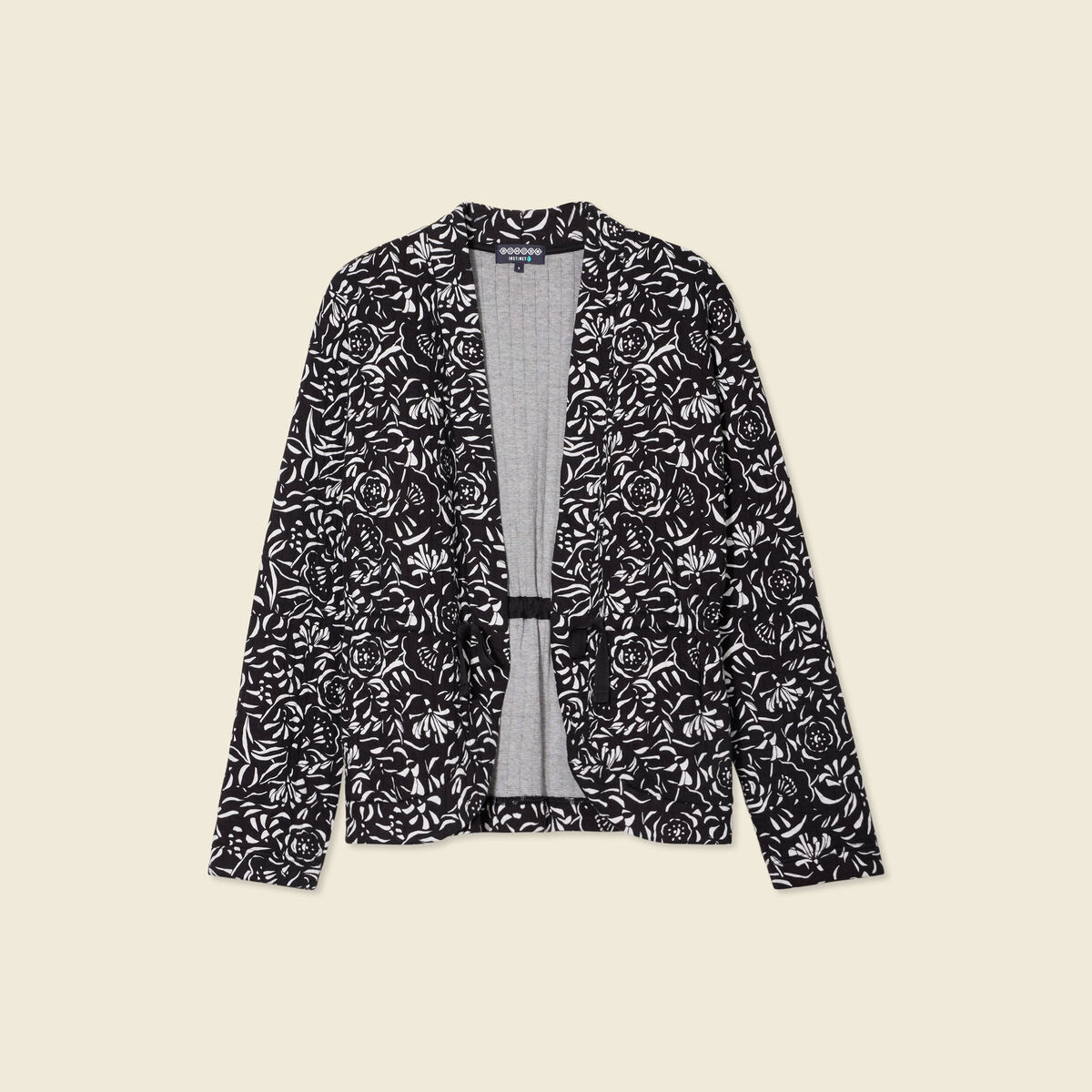 Gilet manches longues noué noir femme