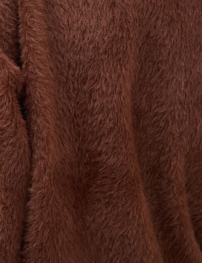 Gilet droit manches longues col rond marron femme