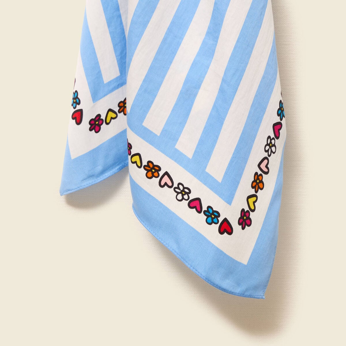 Foulard carr&eacute; Atelier Beguin x Bonobo bleu ciel femme
