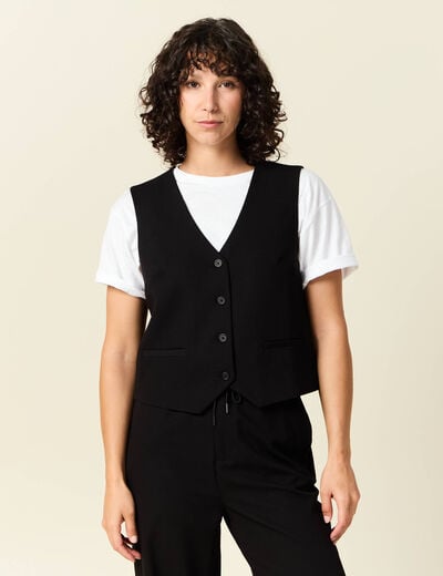 Veston sans manches noir femme