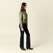 Blouson simili cuir vert kaki femme