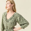 Robe évasée ceinturée vert kaki femme