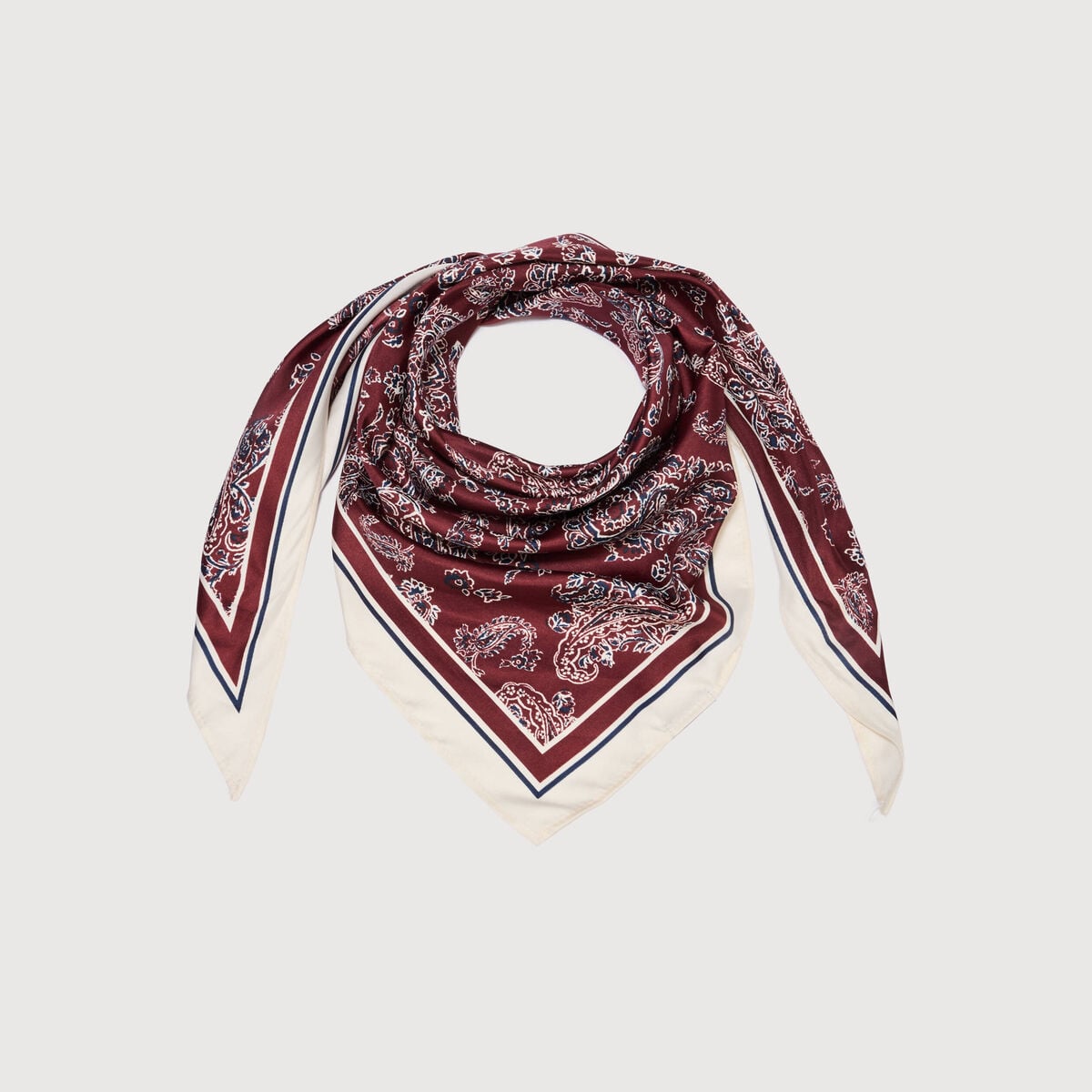 Foulard satin&eacute; bordeaux femme