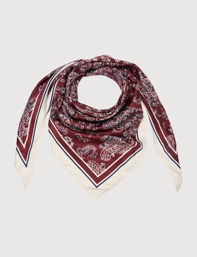 Foulard satin&eacute; bordeaux femme