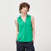 Top sans manches col tailleur vert femme