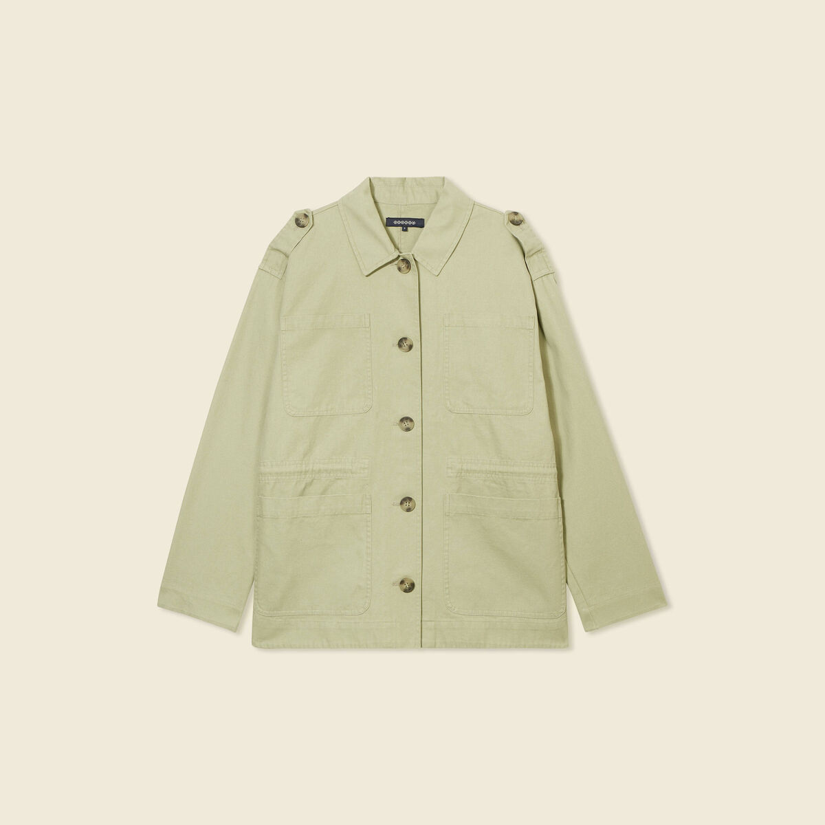 Veste droite avec poches vert kaki femme
