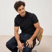 Polo droit en coton manches courtes noir homme