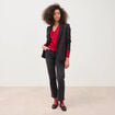 Pull droit col v manches longues rouge femme