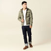 Blouson col montant &agrave; capuche vert kaki homme