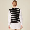 Pull droit court sans manches col v noir femme