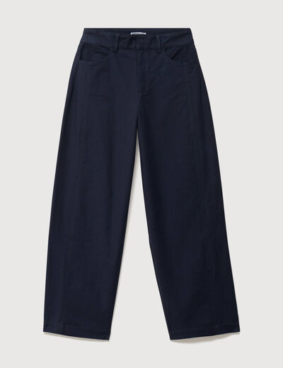 Pantalon coupe regular bleu marine femme