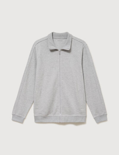 Gilet manches longues col montant gris clair homme