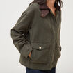 Parka oversize courte col classique vert kaki femme