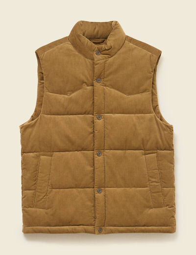 Doudoune droite courte sans manches camel homme