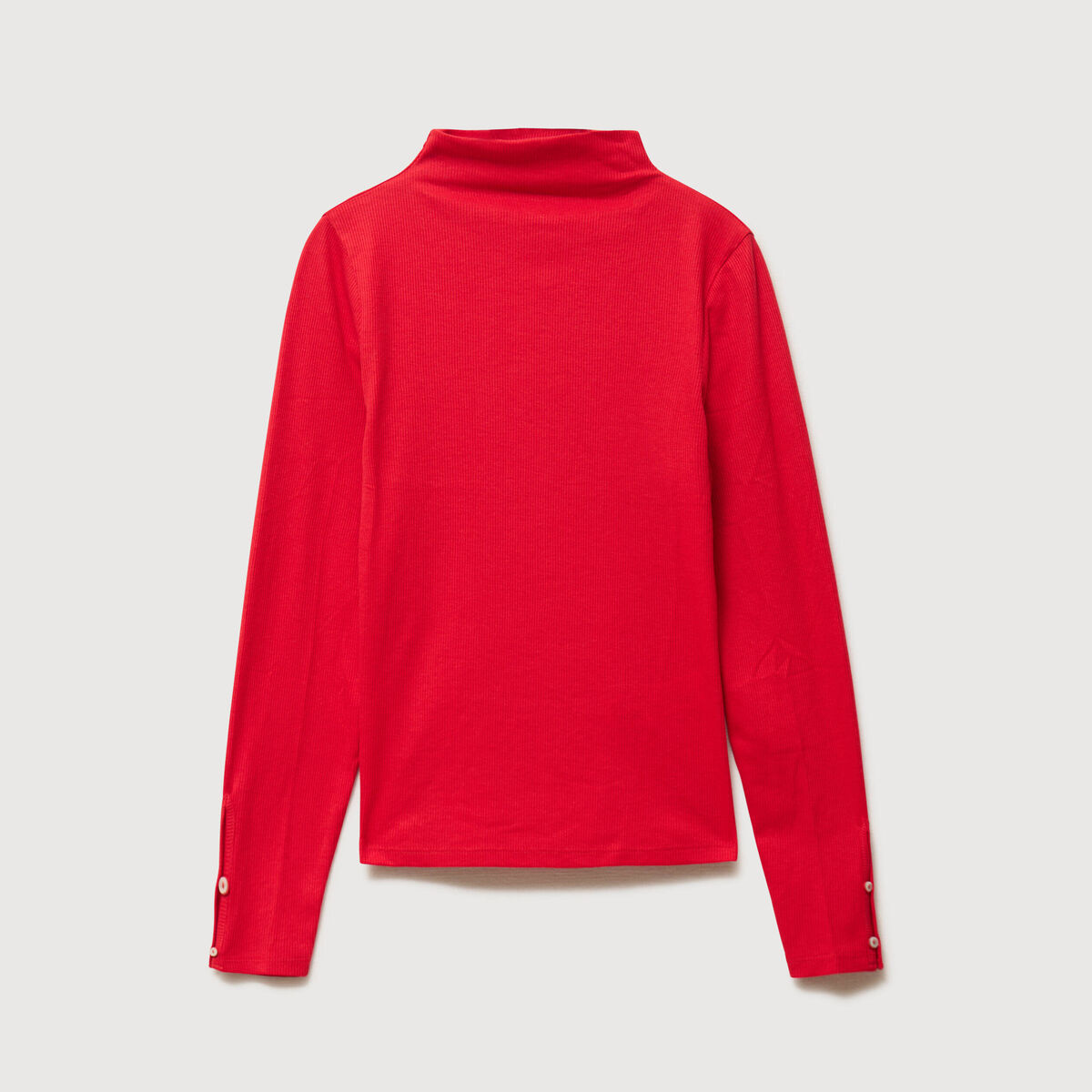 T-shirt cintr&eacute; manches longues rouge femme