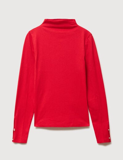 T-shirt cintr&eacute; manches longues rouge femme