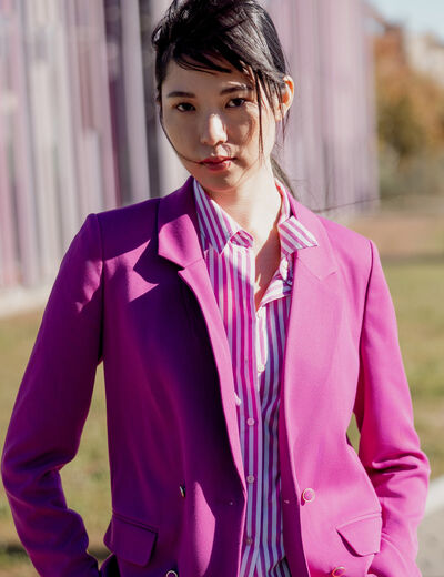 Veste blazer double boutonnage violet clair femme