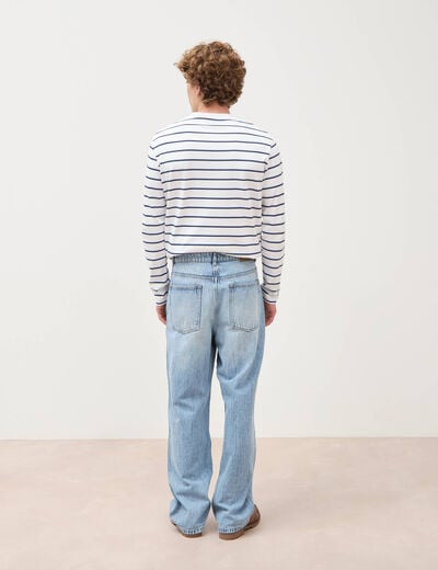 Jeans loose longueur 34 en coton denim snow bleach homme
