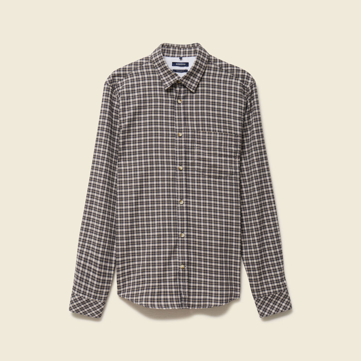 Chemise col classique manches longues vert kaki homme