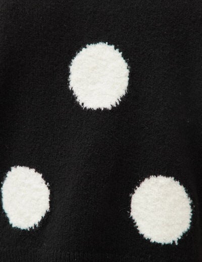 Pull manches longues col rond noir femme