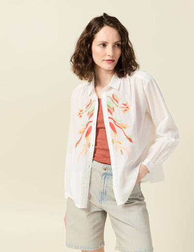 Chemise manches longues ecru femme