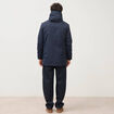Parka longue droite &agrave; capuche bleu marine homme