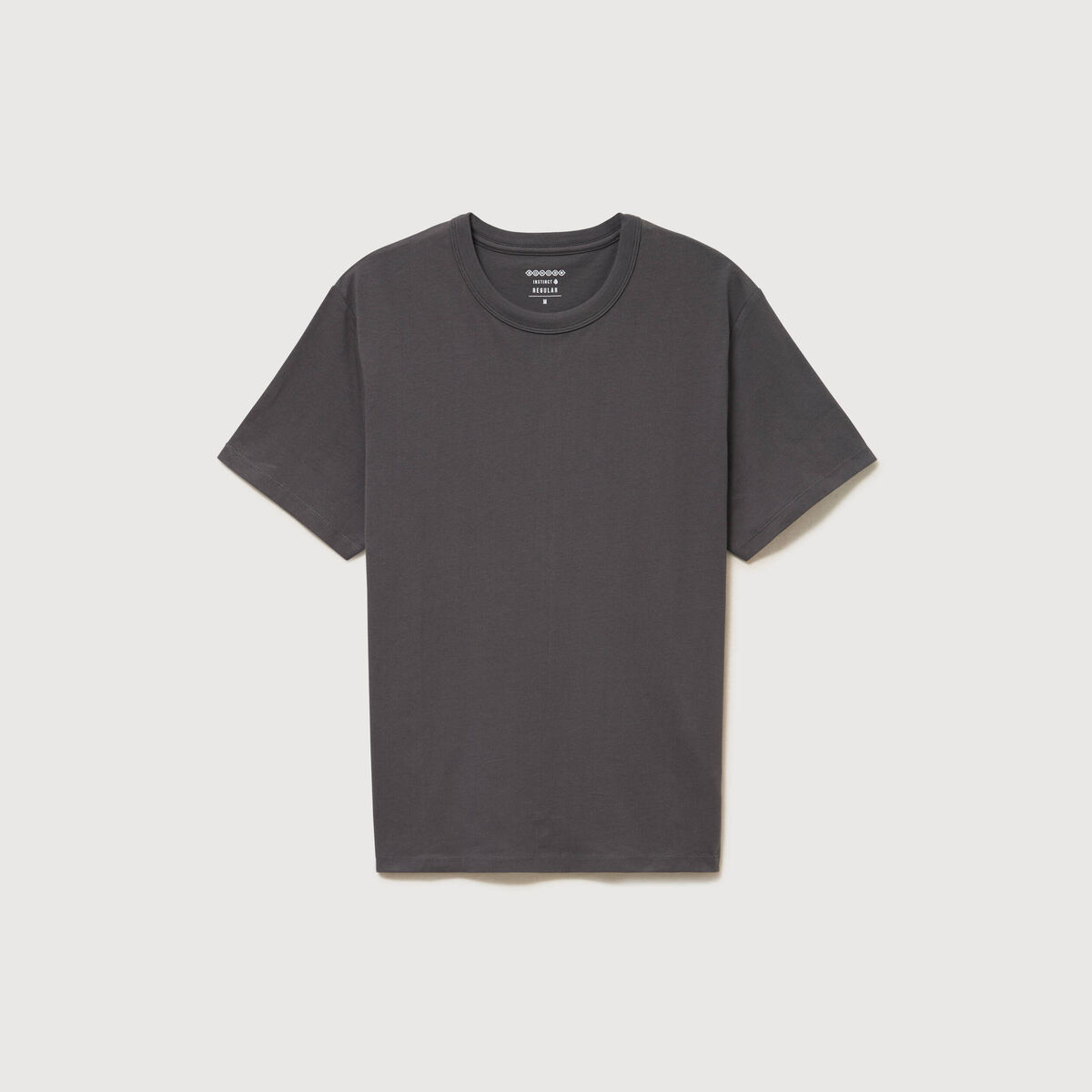 T-shirt en coton manches courtes gris fonc&eacute; homme
