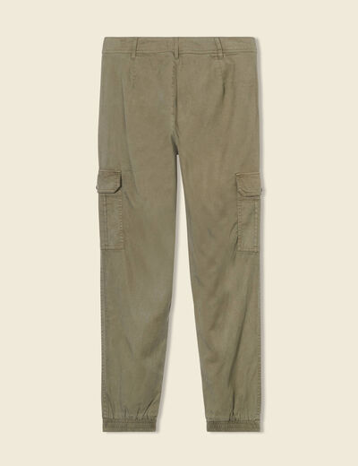 Pantalon battle 7/8&egrave;me taille standard vert kaki femme