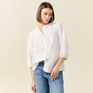 Chemise manches 3/4 brodée ecru femme