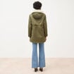 Parka droite &agrave; capuche vert kaki femme