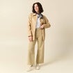 Jeans large ray&eacute; taille haute 7/8&egrave;me beige femme