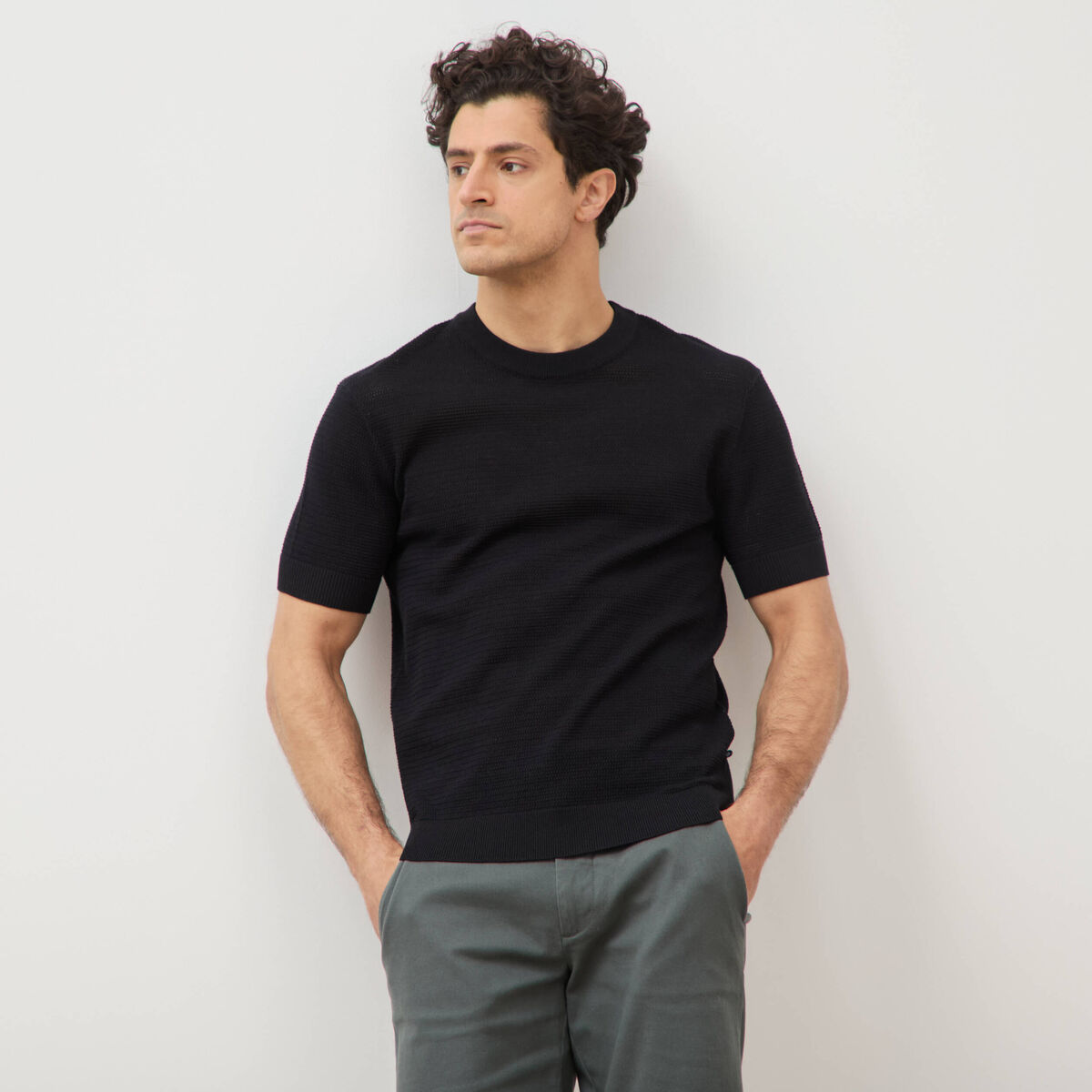 T-shirt en coton manches courtes noir homme