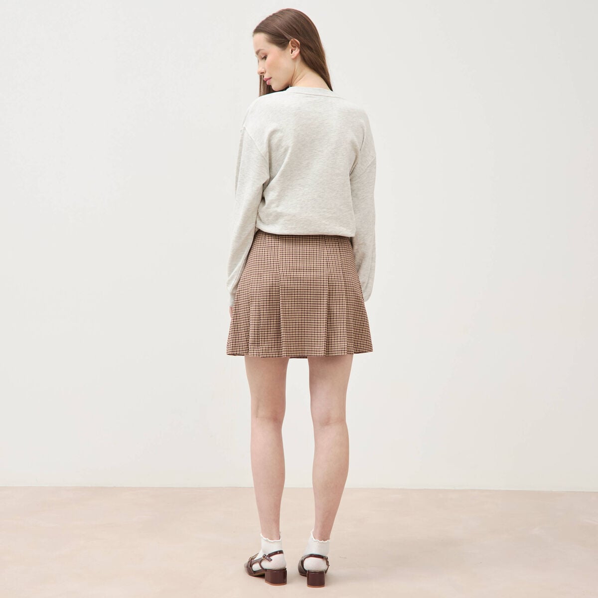 Mini-jupe doubl&eacute;e ficelle femme