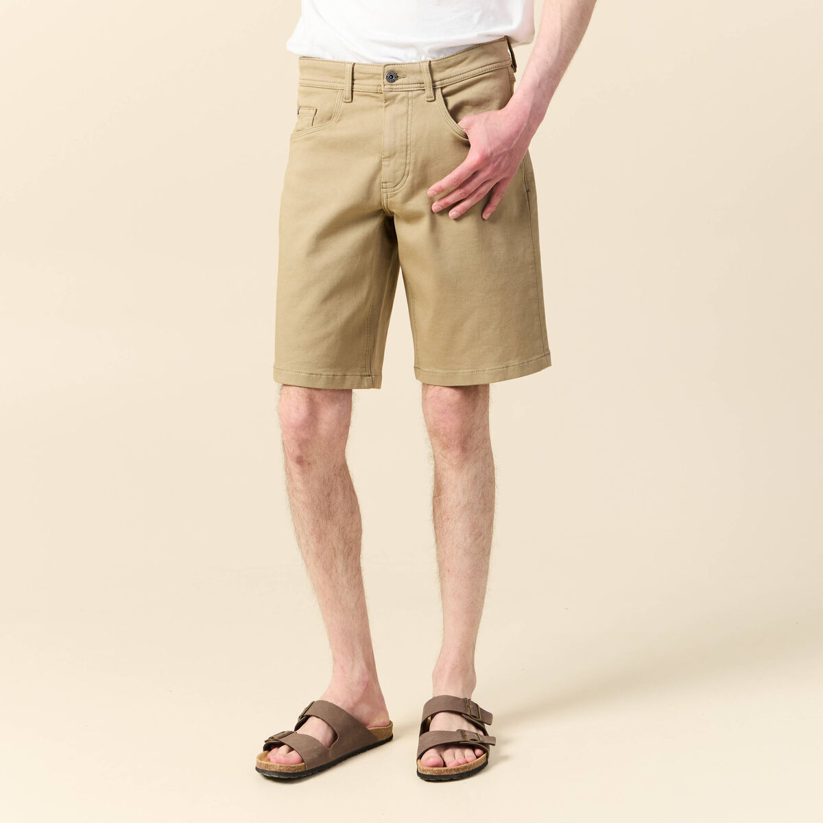 Bermuda droit 5 poches gris homme