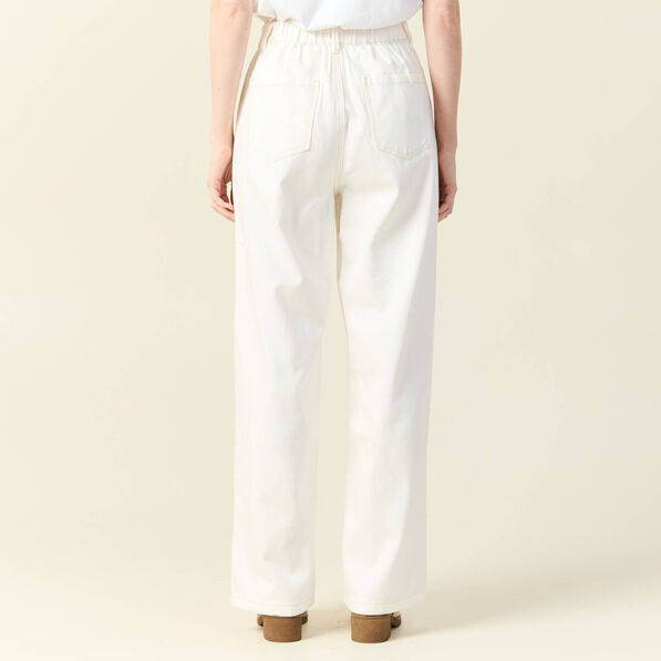 Jeans large à pinces denim blanc femme