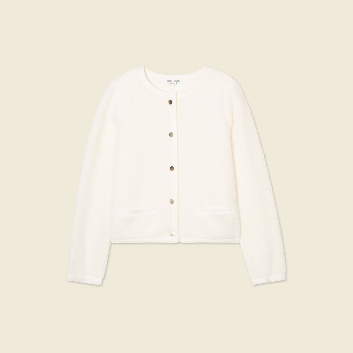 Gilet manches longues ecru femme