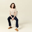 Pull manches courtes ecru femme