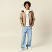 Blouson suédine zippé marron foncé homme
