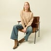 Gilet manches longues col rond creme femme