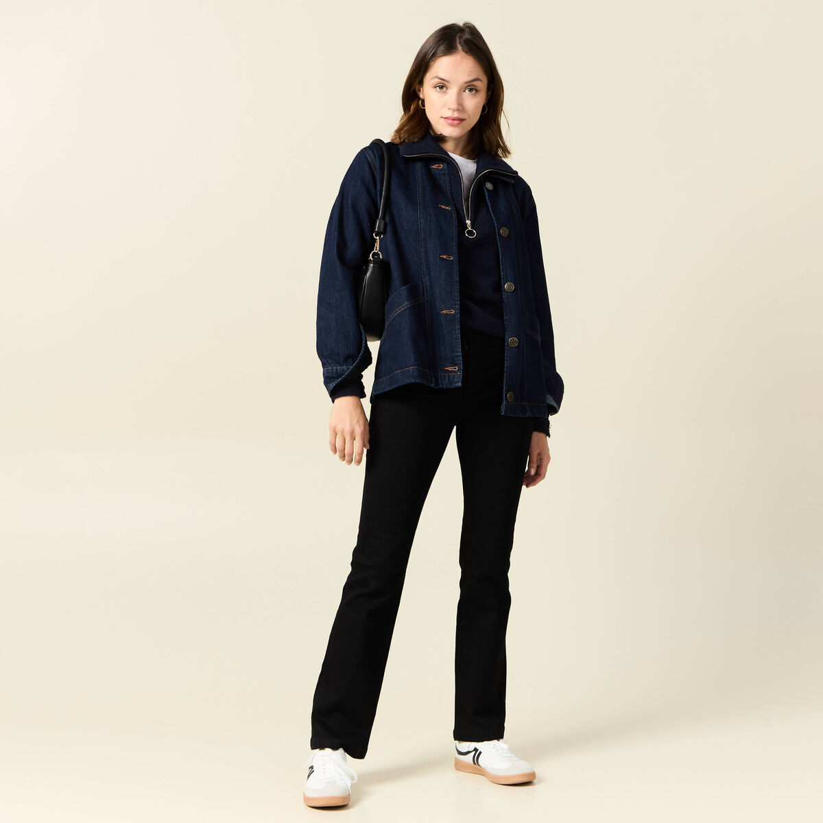 Jeans bootcut denim noir femme