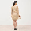 Robe manches longues doubl&eacute;e beige femme